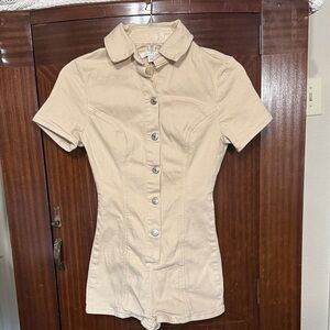 NWOT Topshop Beige Button-Up Romper